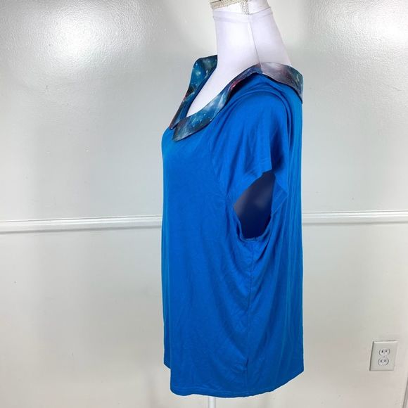 Fervour Blue Galaxy Collar Top Womens 1X - Picture 3 of 7